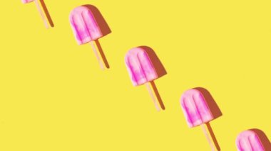 Abstract movie animated ice-cream with hard shadows. Creative hot summer concept. High quality 4k footage