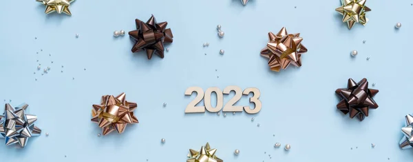 Banner Med Siffror 2023 Ljus Festlig Bakgrund Med Bågar Och — Stockfoto