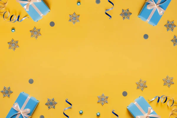 Natal Cartão Saudação Mock Moda Amarelo Azul Ucraniano Cores — Fotografia de Stock