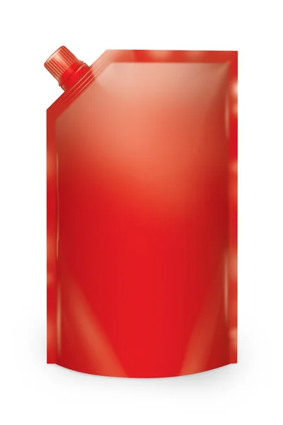Stand-up wylewka woreczek z WPR na białym tle. czerwony — Zdjęcie stockowe