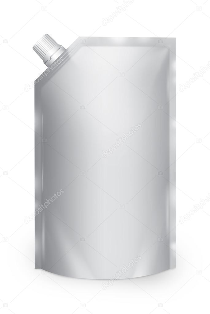 Stand-up spout pouch with cap isolated. White