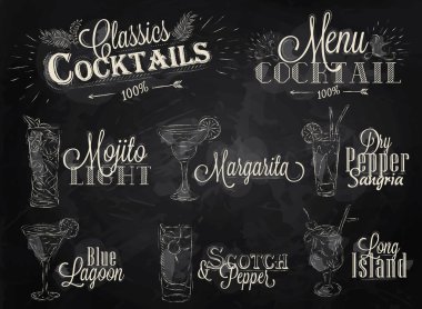 Set of cocktail menu in vintage style