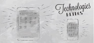 modern teknoloji mobil tablet cihaz simgeleri