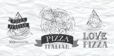 Pizza sembolü, simgeler ve bir dilim pizza
