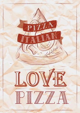 Poster pizza ve pizza bir dilim ile