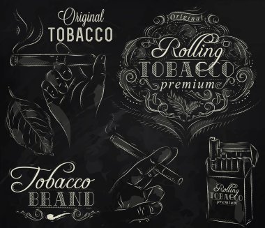 Collection on tobacco and smoking a pack of cigarettes clipart