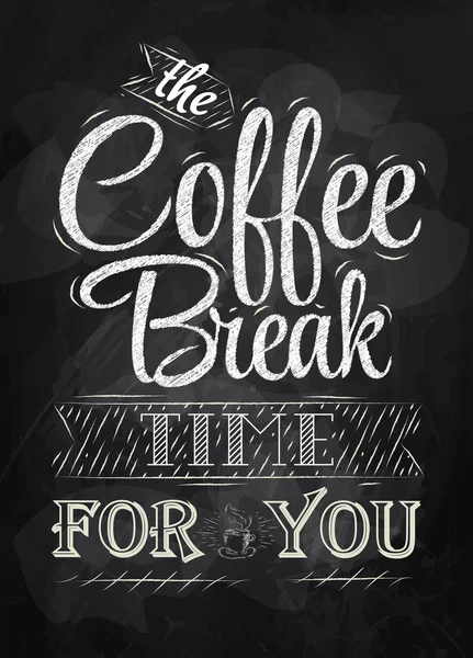海报刻字喝咖啡休息时间 — 图库矢量图片