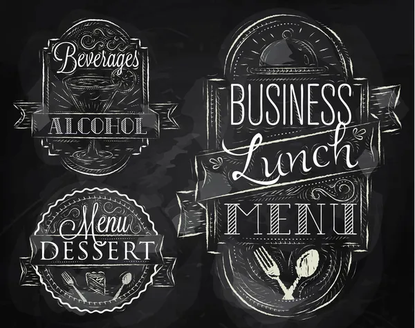 Elementos sobre el tema del almuerzo de negocios del restaurante — Vector de stock