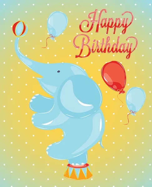Cartão de aniversário no estilo de um elefante de circo — Vetor de Stock