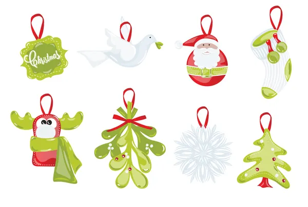Icons with Christmas Christmas toys — Stock Vector