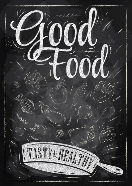 Poster iyi yemek ile kızartma tavası