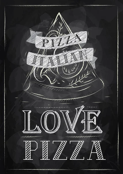 Poster met pizza en een plak van pizza — Stockvector