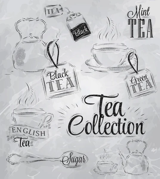 Uppsättning av tea collection — Stock vektor