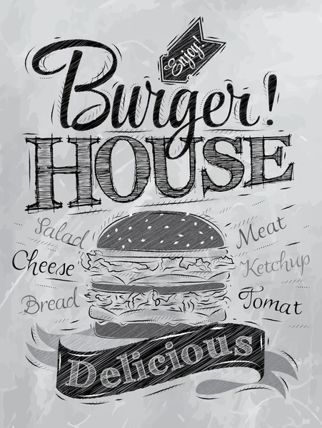 Tanda Rumah Burger - Stok Vektor