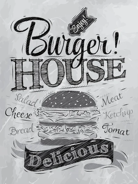 Burger house işareti — Stok Vektör