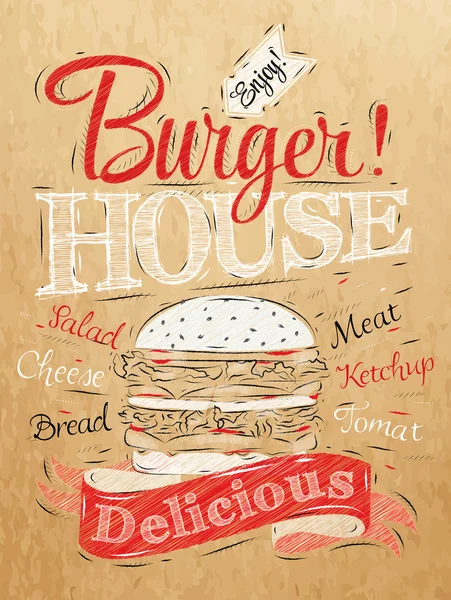 Signo de Burger House — Vector de stock