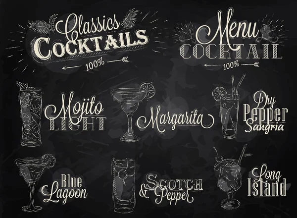Комплект коктейльного меню в винтажном стиле — стоковый вектор