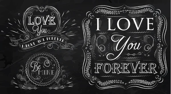 Chalk design elements on themes "of love" — Stock Vector