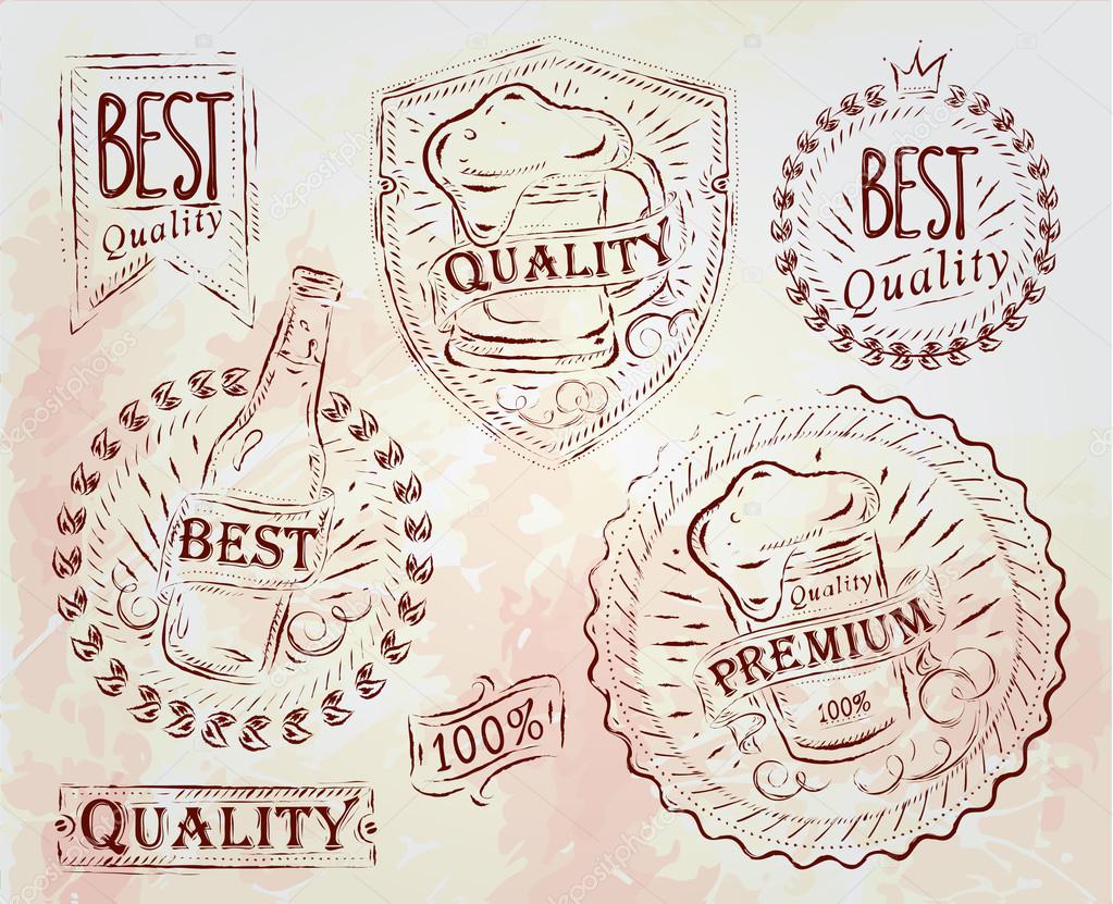 Vintage print design elements on the subject of beer quality