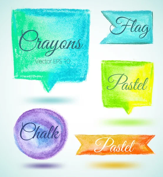 Set watercolor speech bubbles ribbons flags — Stock Vector