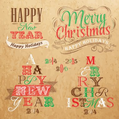 Merry christmas ve yeni yıl yılbaşı ağacı topluluğu yazı