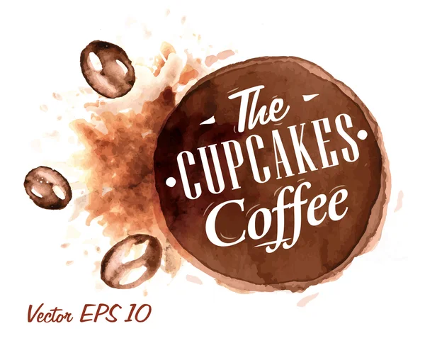 Set von Aquarell die Cupcakes Kaffee Badges Sammlung — Stockvektor