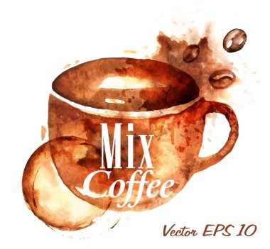 çizilmiş fincan pour yazıt ile kahve mix kahve