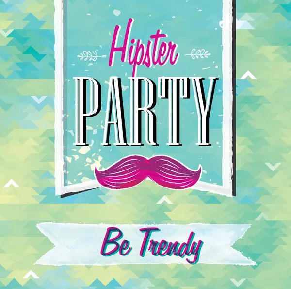 Hipster party in green colors Retro label — Stock Photo, Image