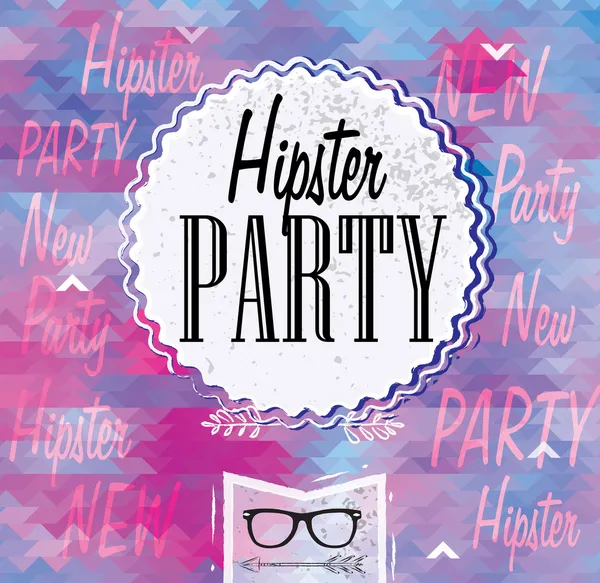 Hipster party in purple colors Retro label — Stock Photo, Image