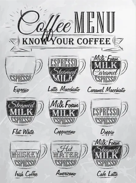 Set van koffie menu — Stockvector