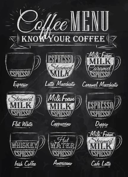 Набор кофе на черном фоне — стоковый вектор