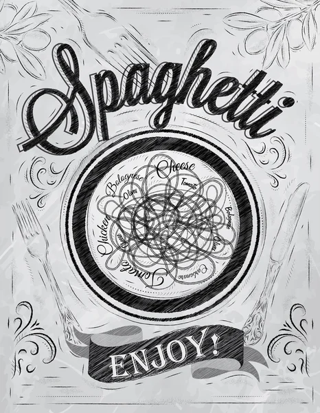 Poster lettering spaghetti enjoy! Royalty Free Stock Illustrations