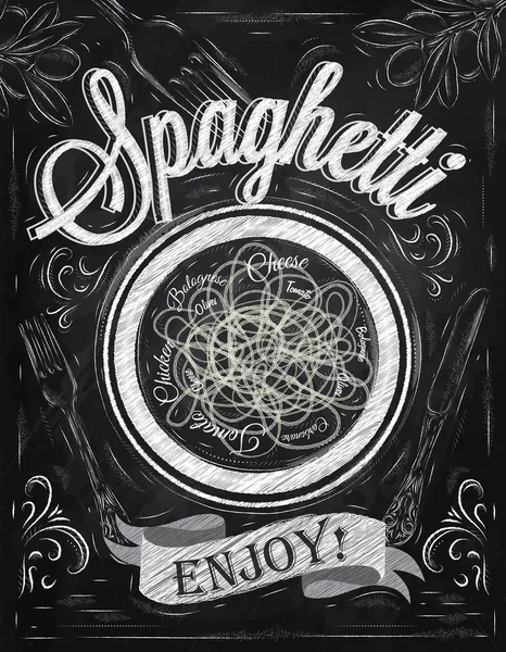 Poster lettering spaghetti enjoy Stock Vector