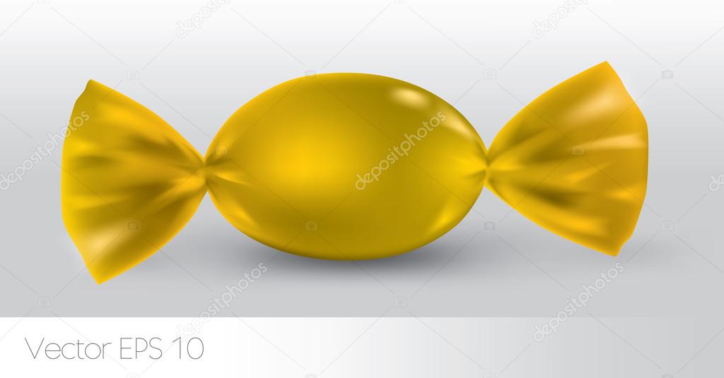 Yellow oval candy package for new design