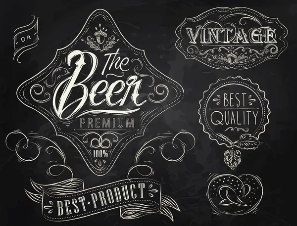 Vintage Elements stylized under a chalk drawing on the theme of beer — Stock Vector