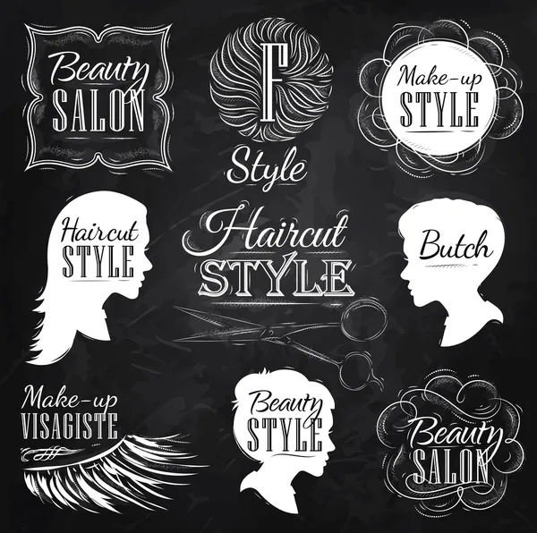 Corte de pelo y maquillaje conjunto de estilo — Vector de stock