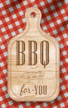 Poster ile et kesme Tavan ahşap tahta Barbekü yazı