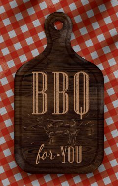 Poster ile et kesme Tavan ahşap tahta Barbekü yazı
