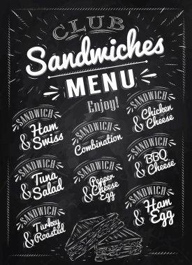 Sandwiches menu chalk clipart