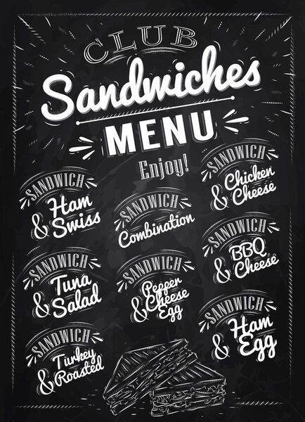 Sandwiches menu chalk