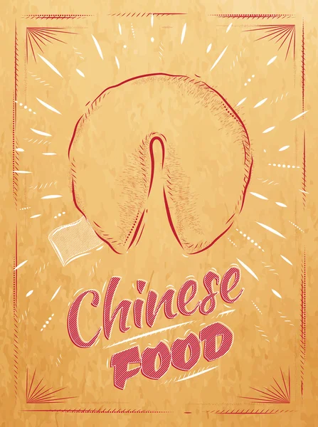 Poster Chinees eten fortune cookies kraft — Stockvector