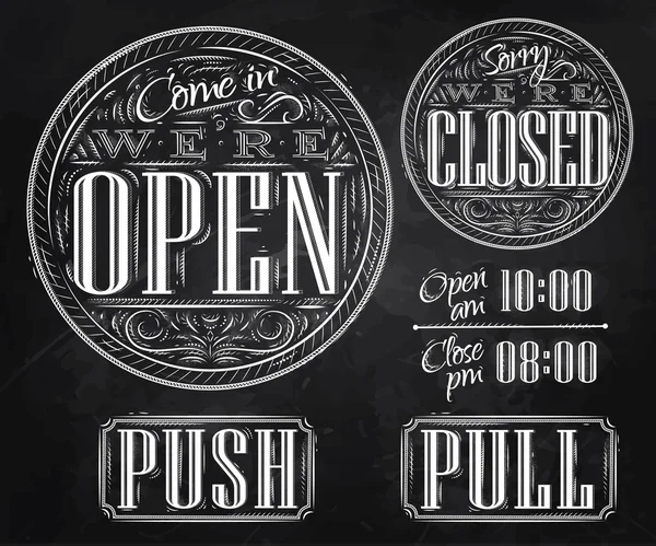 Set vintage open closed chalk Royalty Free Stock Vectors