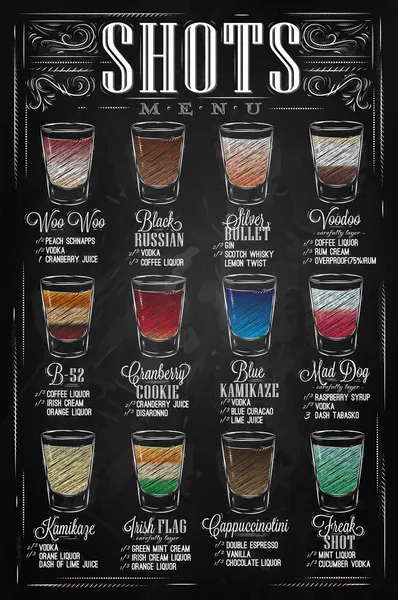 Shots menu chalk — Stock Vector