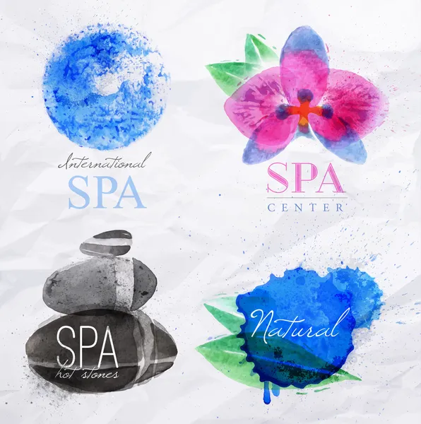 Símbolos spa aquarela — Vetor de Stock