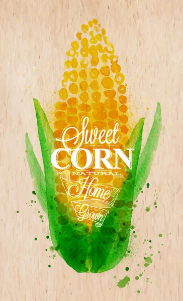 Cartaz de aquarela de milho — Vetor de Stock