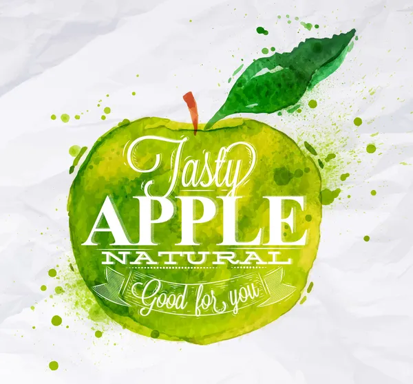 Poster fruit apple green — Stock Vector