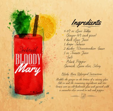 Bloody mary kokteyller suluboya kraft