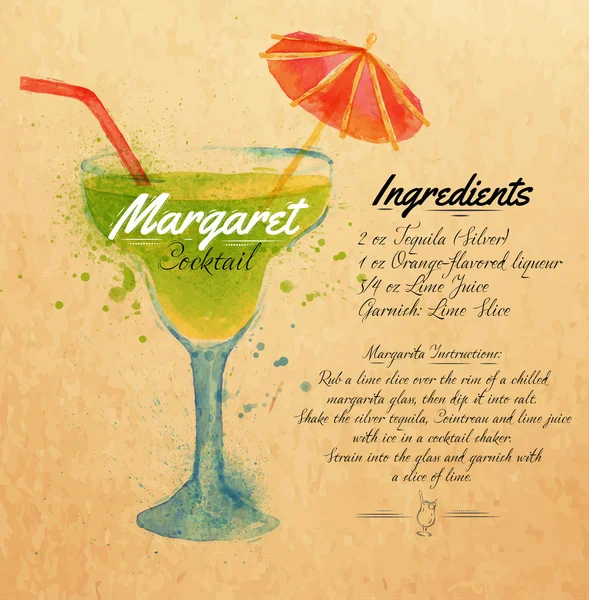 Margaret cocktails akvarell kraft — Stock vektor