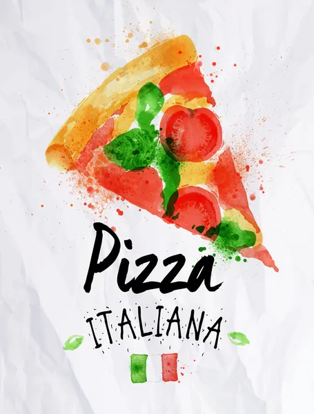 Pizza watercolor pizza italiana — Stock Vector