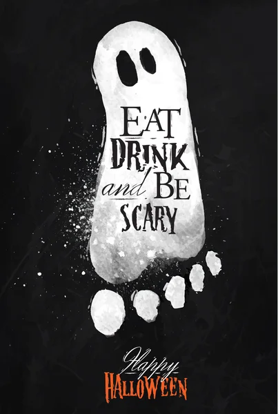 Fantômes Halloween affiche craie — Image vectorielle